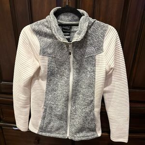 The North Face Women's Small Knit Fleece Jacket White Grey Marbled Full Zip